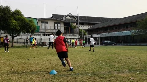 Elementary school students soccer practice Stock Footage 160112467