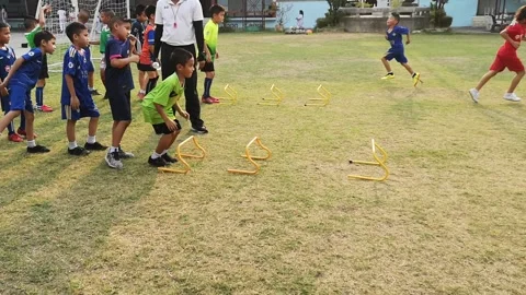 Elementary school students soccer practice Stock Footage 160112480