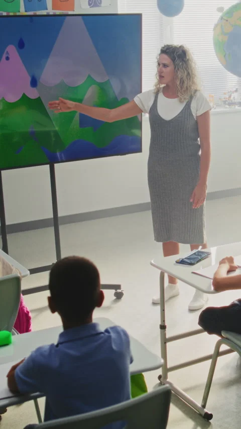 Elementary School Students Studying Basic Information About Weather Factors Video stock 315537201