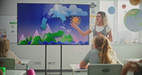 Elementary School Students Studying Basic Information About Weather Factors Video stock 315539637