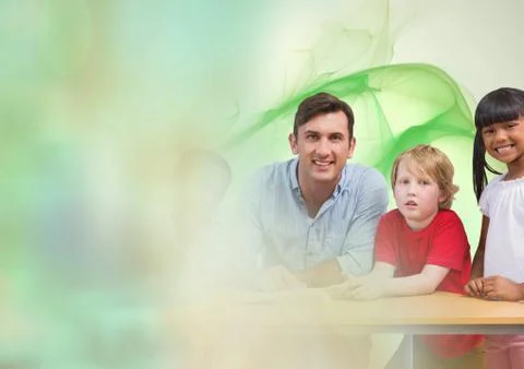 Elementary school teacher with class Stock Photos