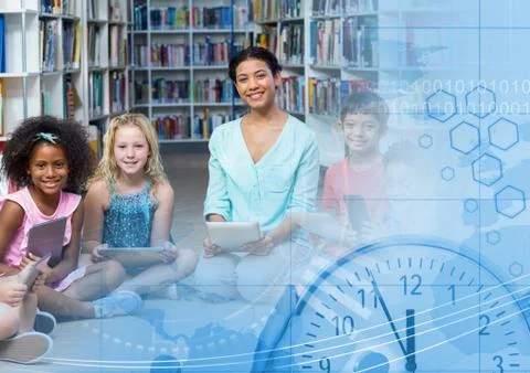 Elementary school teacher with class Stock Photos