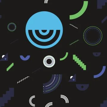 Elementary shapes chaotic seamless pattern Stock Illustration