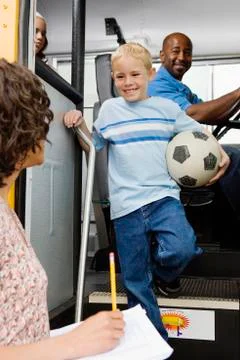 Elementary Student Arriving At School Stock Photos