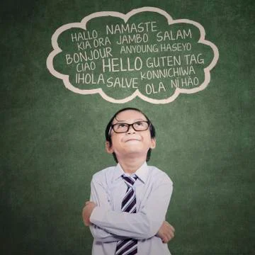 Elementary student learn multilanguage  Stock Illustration