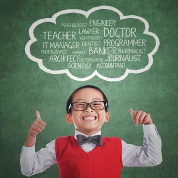 Elementary student with proud expression Stock Illustration
