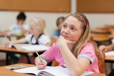 Elementary student in thoughts Stock Photos