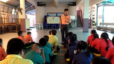 Elementary Students are studying Physical Education Stock Footage 47302645