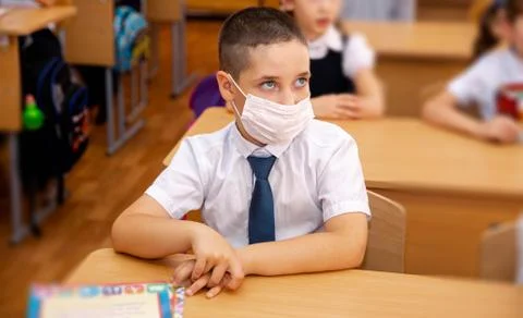Elementary students attending a class in the classroom. Education Foto stock