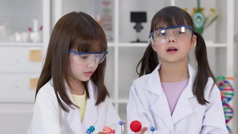 Elementary Students Presenting Solar System Project Stock Footage 340244322