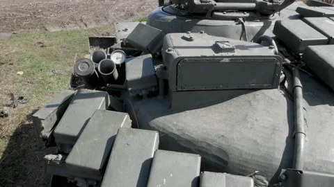 Elements of active armor on the tank Stock Footage 197702335