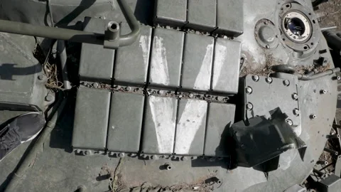 Elements of active armor on the tank Stock-Footage 197739864