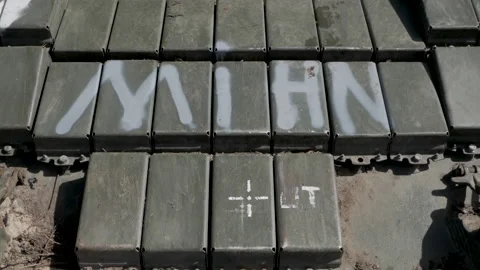 Elements of active armor on the tank Stock-Footage 197739959