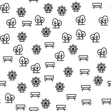 Elements Of Amusement Park Seamless Pattern Vector Stock Illustration