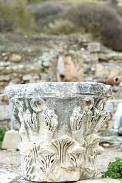 Elements of ancient architecture and ruins of Ephesus, Izmir. Foto stock