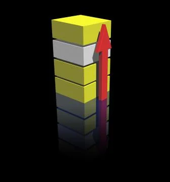 Elements and arrow logo on black background - 3d illustration Stock Illustration