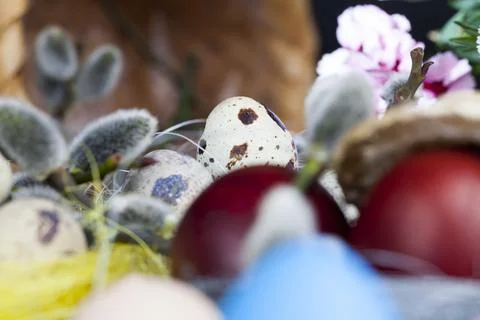 Elements and decor for celebrating Easter 스톡 사진