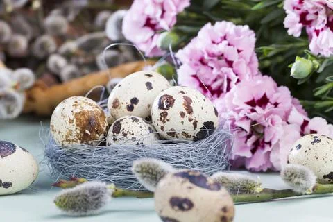 Elements and decor for celebrating Easter Stock Photos