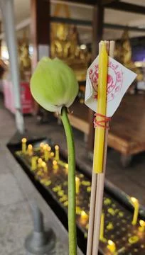The elements and designs of the altar table are used to place small tables Stock Photos