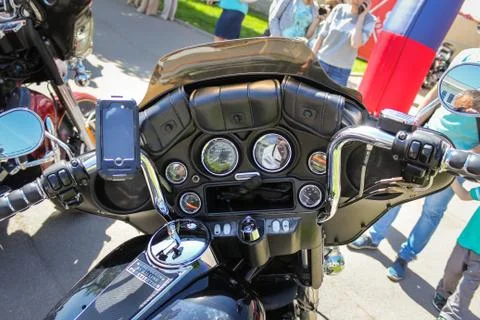 Elements and instruments of motorcycle control. Photos