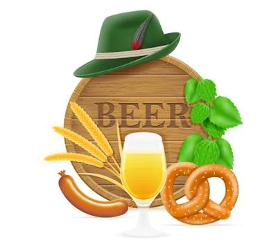 Elements and objects meaning oktoberfest beer festival vector illustration Illustrazione stock