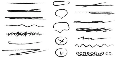 Elements for annotations, highlighting, and underlining in text Stock Illustration