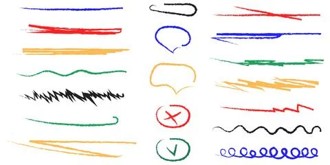 Elements for annotations, highlighting, and underlining in text Stock Illustration