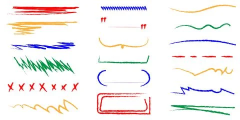 Elements for annotations, highlighting, and underlining in text Stock Illustration