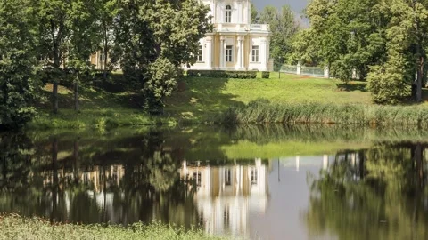 Elements of architecture and buildings in the baroque style in the summer. Video stock 153974133