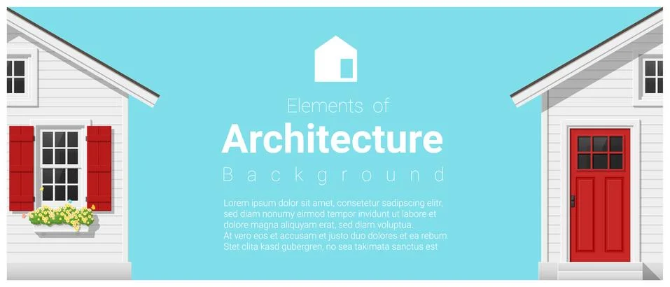 Elements of architecture background with a small house Stock Illustration