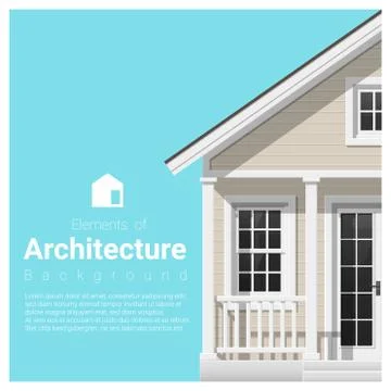 Elements of architecture background with a small house Illustrazione stock