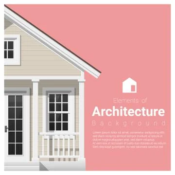 Elements of architecture background with a small house Stock Illustration