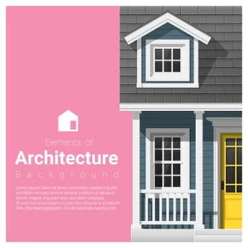 Elements of architecture background with a small house Stock Illustration