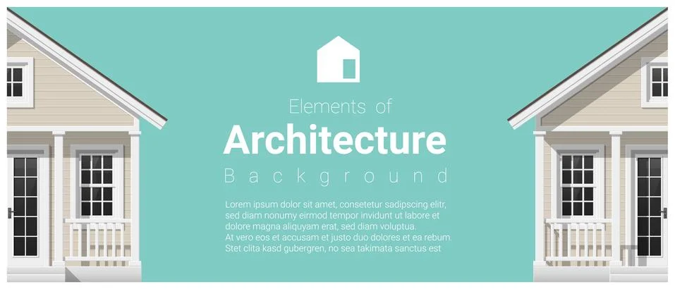 Elements of architecture background with a small house Illustrazione stock