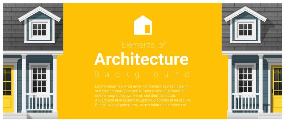 Elements of architecture background with a small house Illustrazione stock