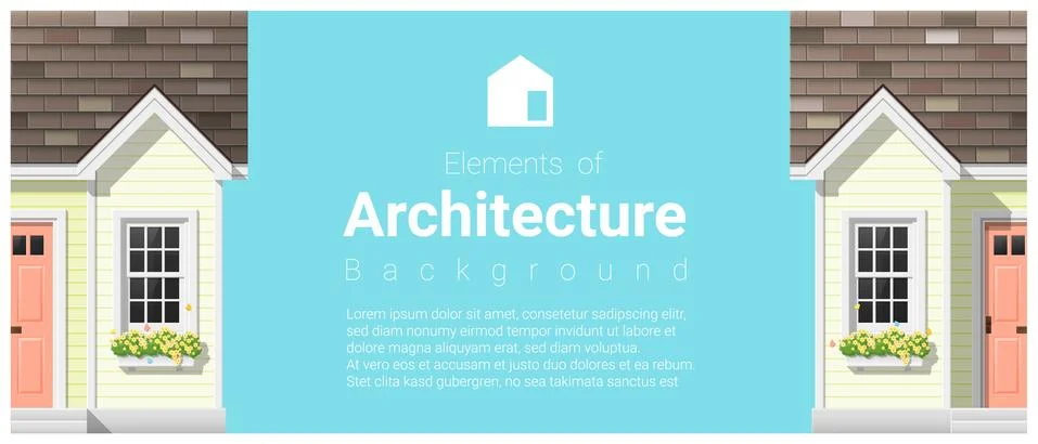Elements of architecture background with a small house Stock Illustration
