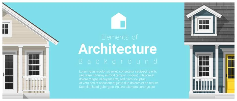 Elements of architecture background with a small house Stock Illustration