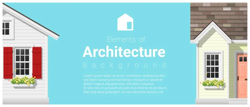 Elements of architecture background with a small house Stock Illustration