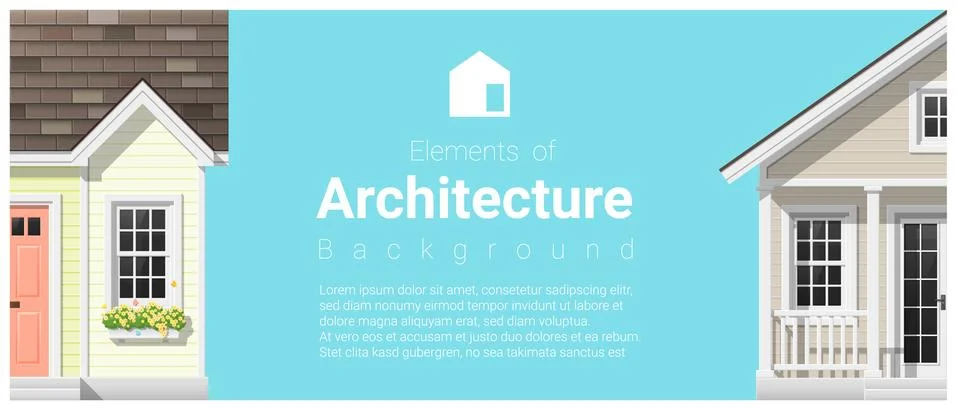 Elements of architecture background with a small house Stock Illustration