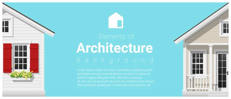 Elements of architecture background with a small house Illustrazione stock