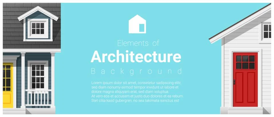 Elements of architecture background with a small house Stock Illustration