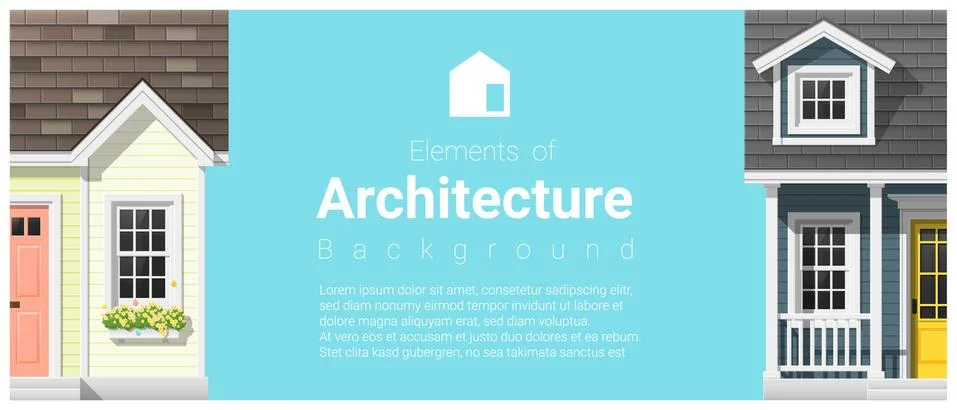 Elements of architecture background with a small house Stock Illustration