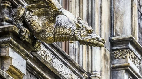 Elements of architecture in the Gothic style Stock Footage 140892825