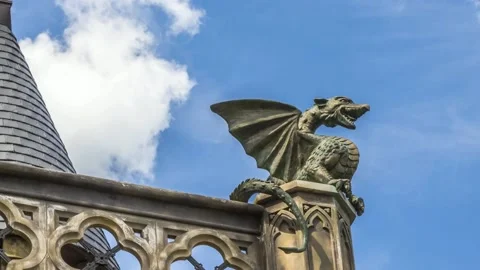 Elements of architecture in the Gothic style. Stock Footage 153931534