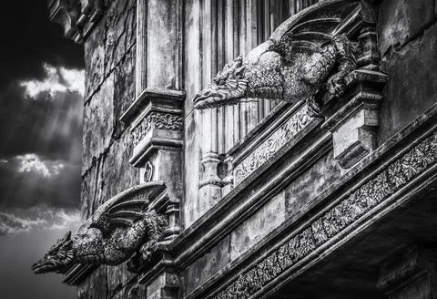 Elements of architecture in the Gothic style Stock Photos