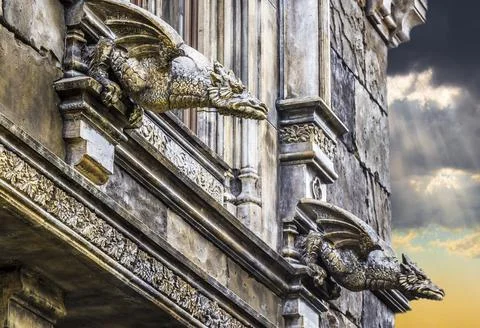 Elements of architecture in the Gothic style Stock Photos