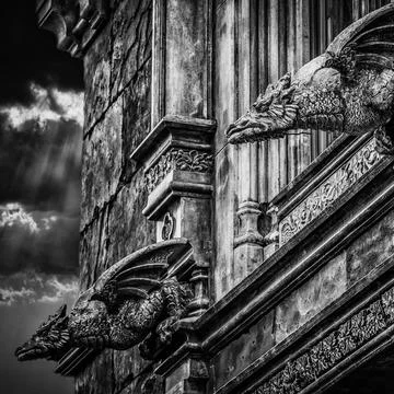 Elements of architecture in the Gothic style Stock Photos