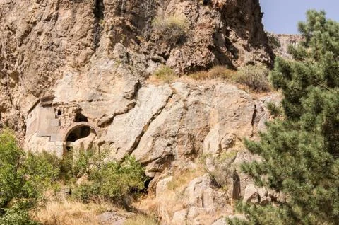 Elements of architecture on the rock. Stock Photos