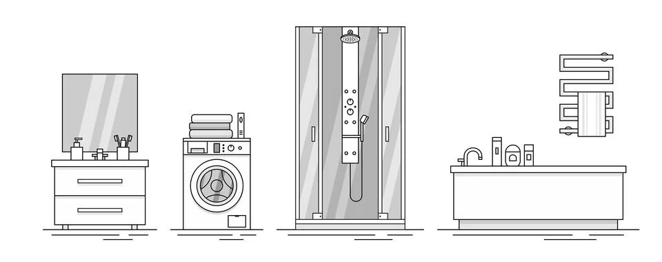 Elements for bathroom interior Stock Illustration