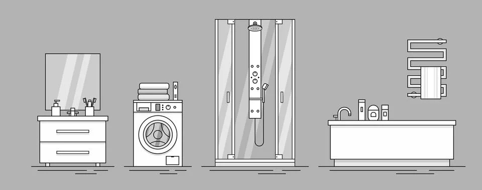 Elements for bathroom interior Stock Illustration